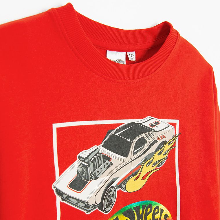 Cool Club, Bluza cu maneca lunga pentru baieti, rosu, imprimeu Hot Wheels