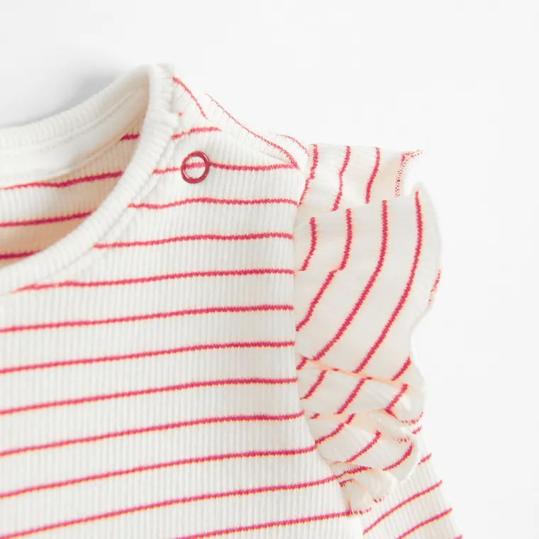 Cool Club, Bluza cu maneca lunga pentru fete, din tricot striat, alb