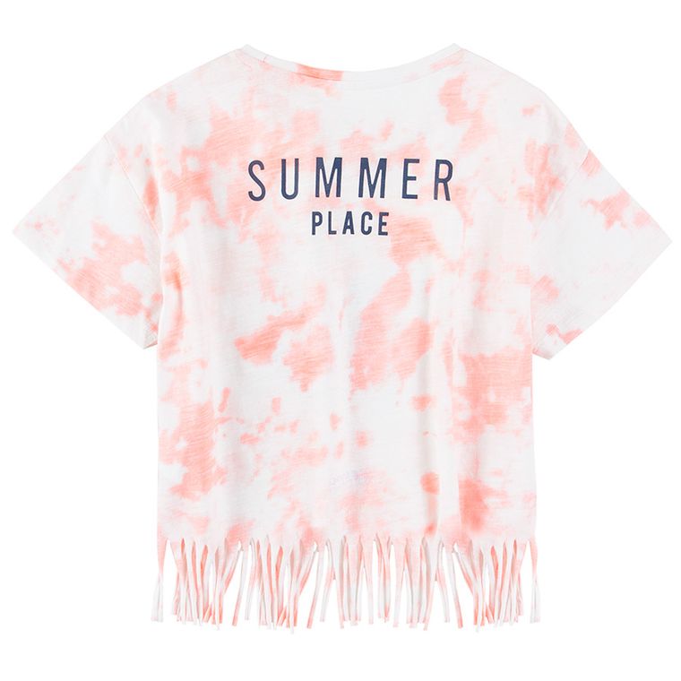 Cool Club, Bluza cu maneca scurta, mix de culori, tie dye, imprimeu Summer time in the paradise