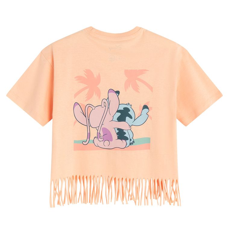 Cool Club, Bluza cu maneca scurta pentru fete, portocaliu, imprimeu Lilo si Stitch