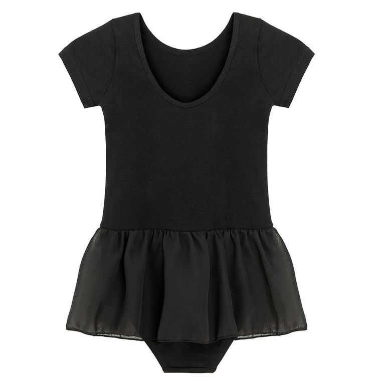 Cool Club, Body balet cu maneca scurta pentru fete, negru cu fustita