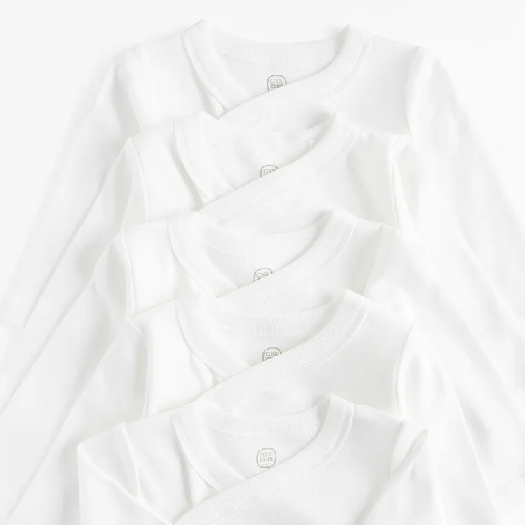 Cool Club, Body cu maneca lunga pentru bebelusi, alb, set, 5 buc.
