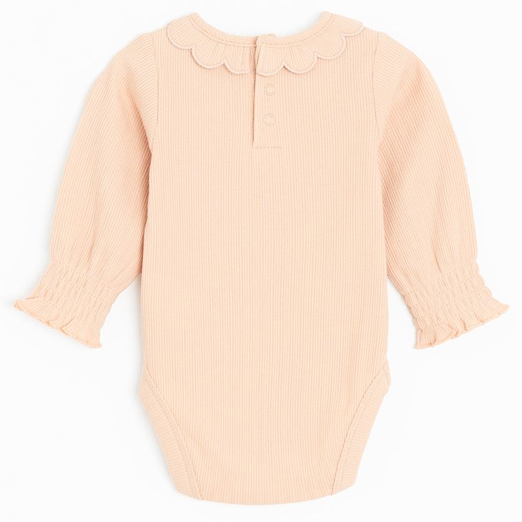 Cool Club, Body cu maneca lunga pentru fete, din tricot striat, roz