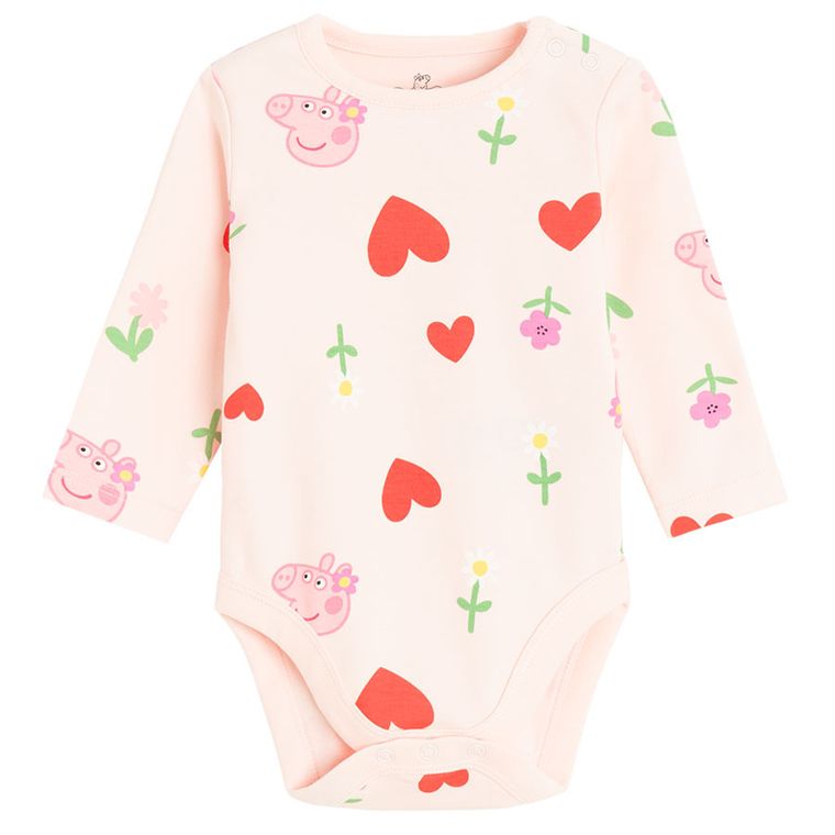 Cool Club, Body cu maneca lunga pentru fete, mix, imprimeu Peppa Pig, set, 3 buc.
