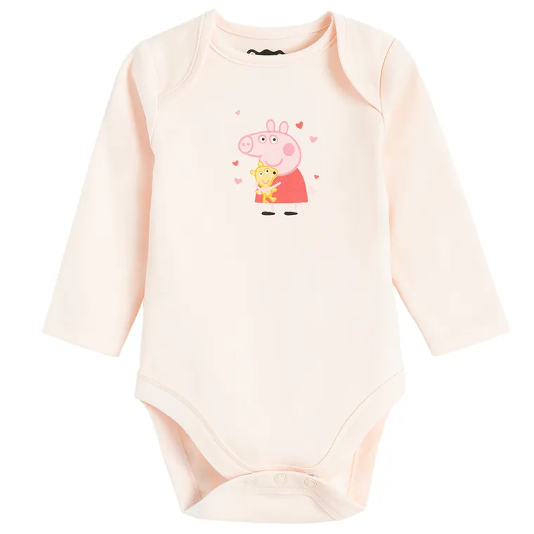 Cool Club, Body cu maneca lunga pentru fete, mix, imprimeu Peppa Pig, set, 3 buc.