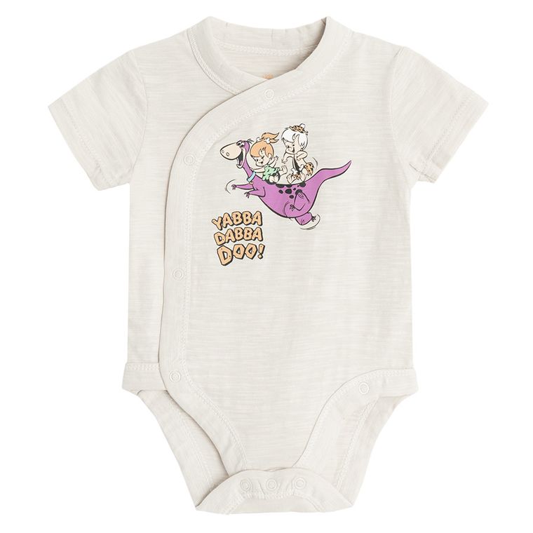 Cool Club, Body cu maneca scurta pentru bebelusi, mix, imprimeu The Flintstones, set, 2 buc.