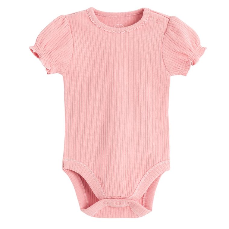 Cool Club, Body cu maneca scurta pentru fete, din tricot striat, roz, set, 2 buc.