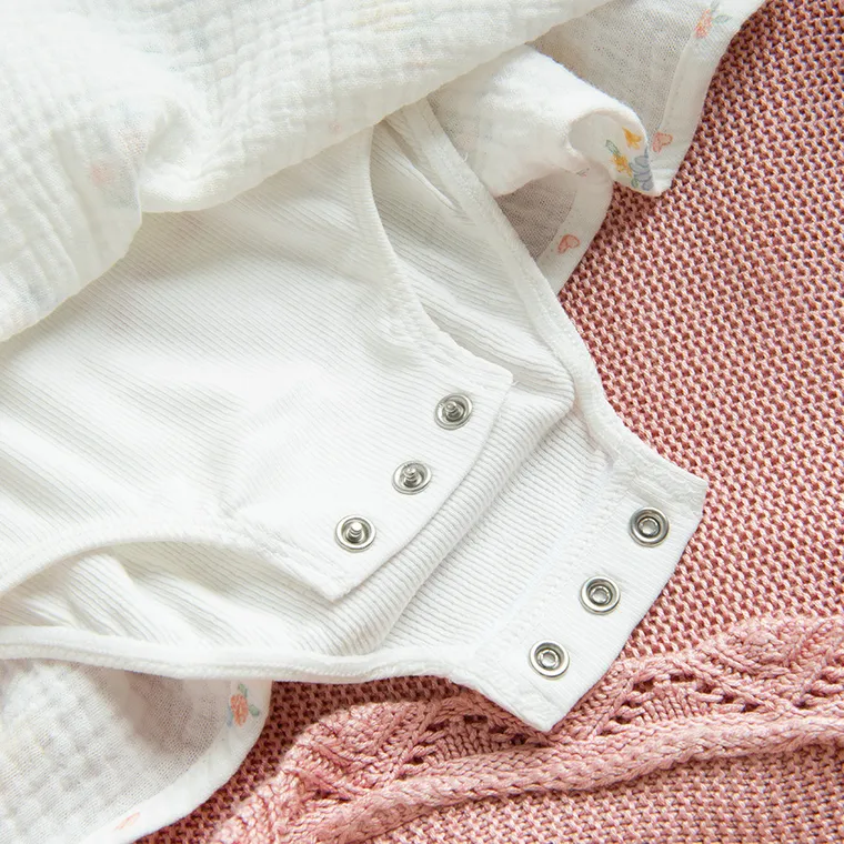 Cool Club, Body-rochie cu maneca lunga pentru fete, muselina, alb