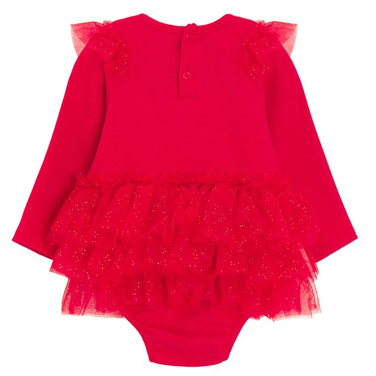 Cool Club, Body-rochie cu maneca lunga pentru fete, rosu