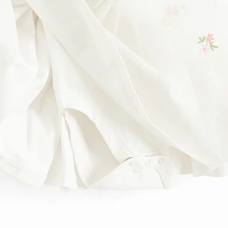 Cool Club, Body-rochie cu maneca scurta pentru fete, alb