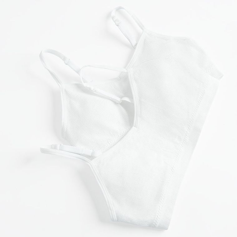 Cool Club, Bustiera pentru fete, din tricot striat, alb, microfibra, set, 2 buc.