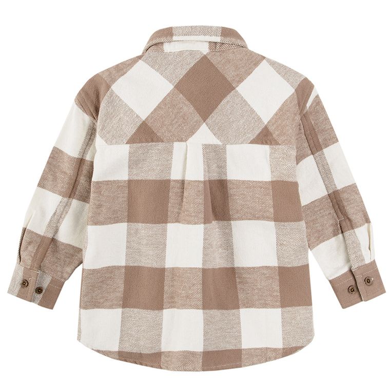 Cool Club, Camasa cu maneca lunga pentru baieti, de flanel, maro, in carouri