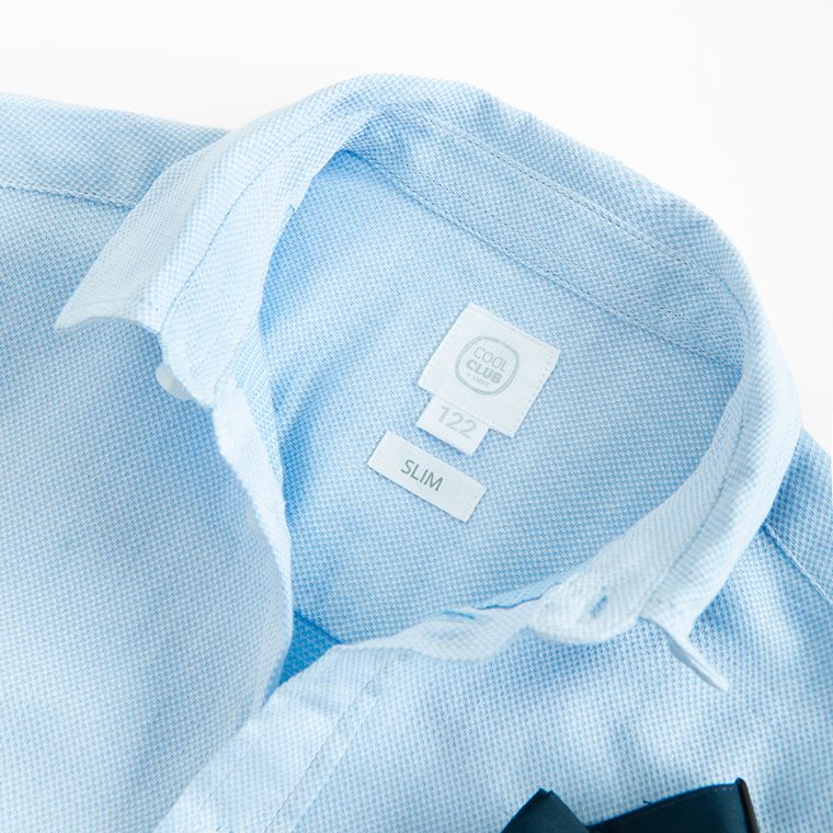 Cool Club, Camasa cu maneca lunga pentru baieti, slim fit, Papion, albastru