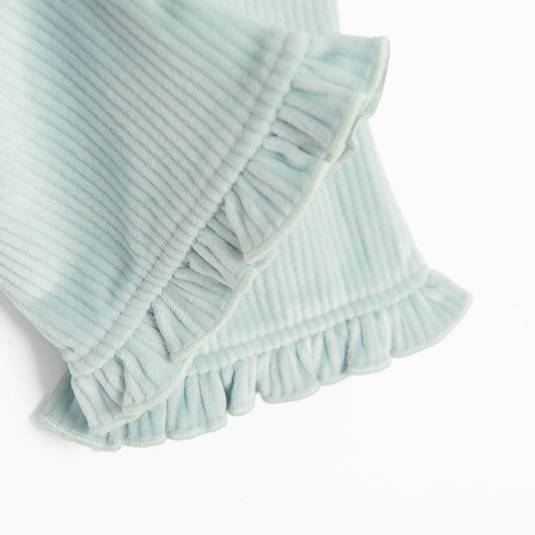 Cool Club, Colanti pentru fete, evazati, velur, din tricot striat, albastru