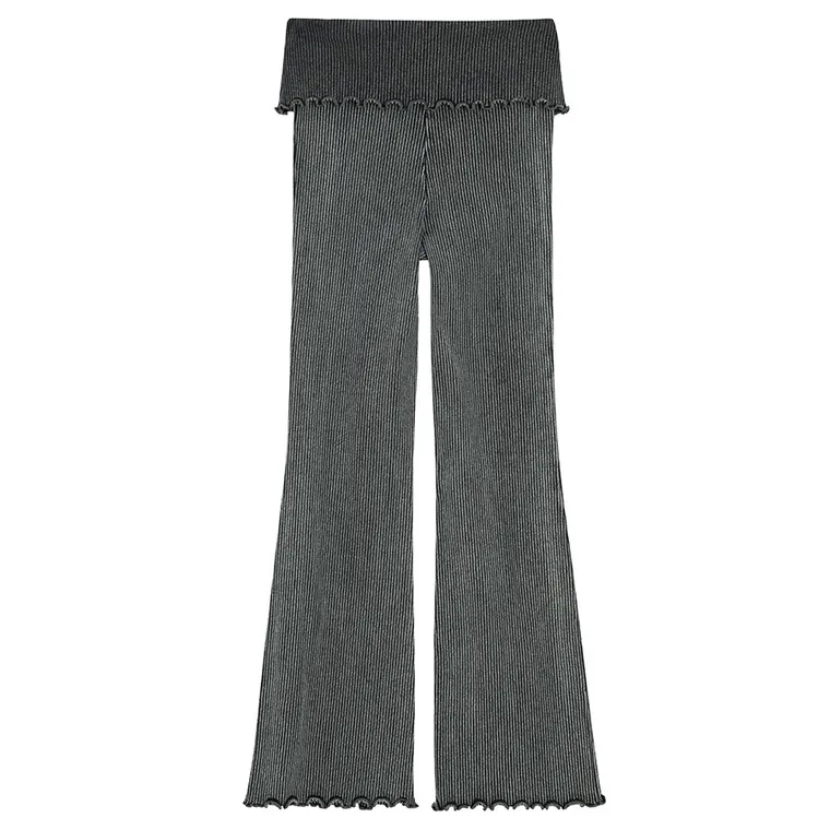 Cool Club, Colanti pentru fete, flare, din tricot striat, negru