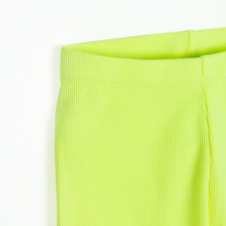 Cool Club, Colanti scurti pentru fete, din tricot striat, verde lime fluo
