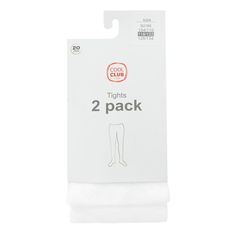 Cool Club, Dresuri pentru fete, alb, 20 DEN, set, 2 buc.