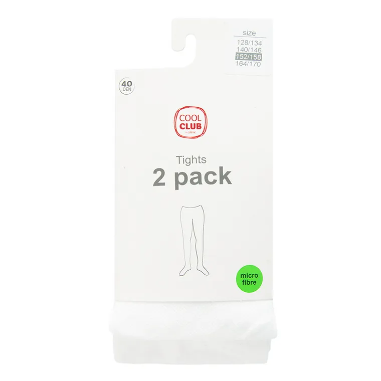 Cool Club, Dresuri pentru fete, alb, microfibra, 40 DEN, set, 2 buc.