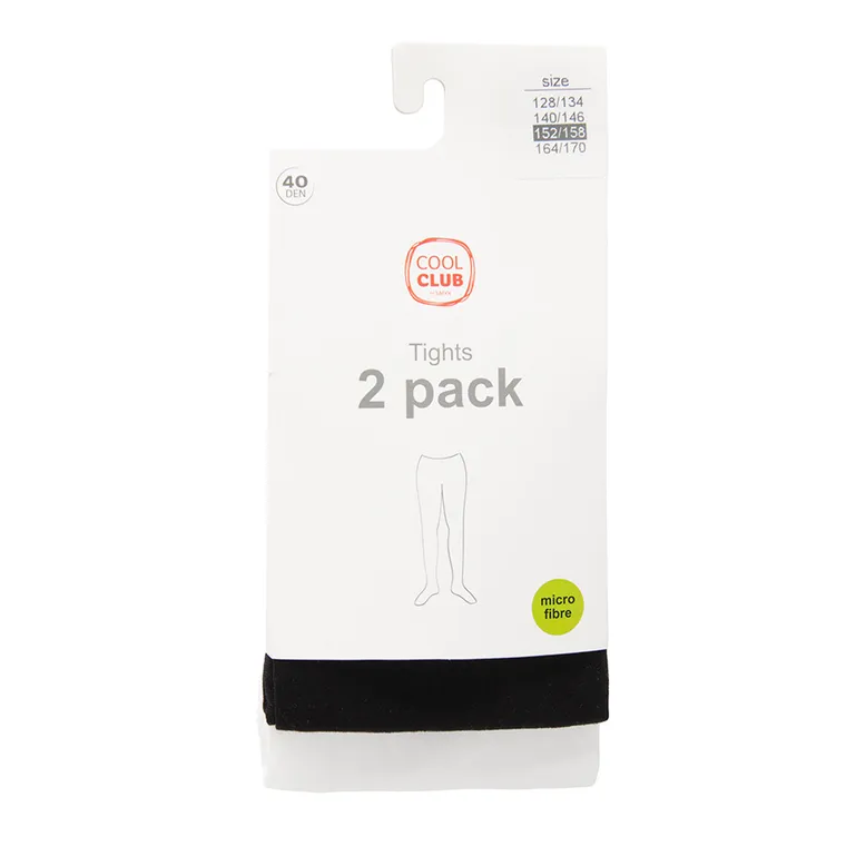 Cool Club, Dresuri pentru fete, negru, alb, microfibra, 40 DEN, set 2 buc.