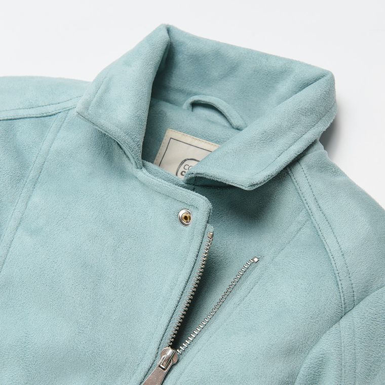 Cool Club, Geaca biker din piele intoarsa pentru fete, turcoaz