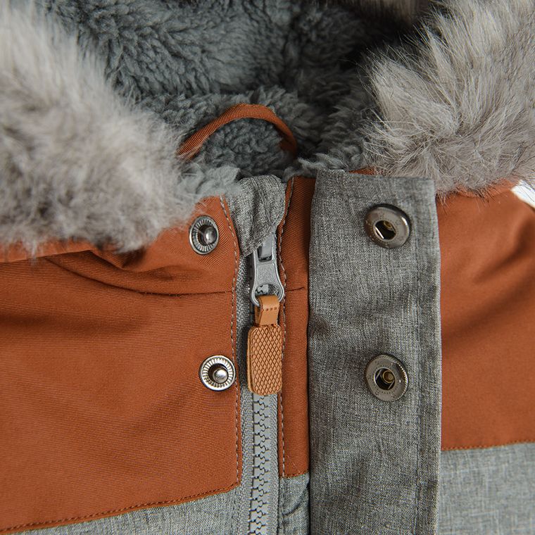 Cool Club, Geaca cu gluga pentru baieti, calduroasa, gri-maro