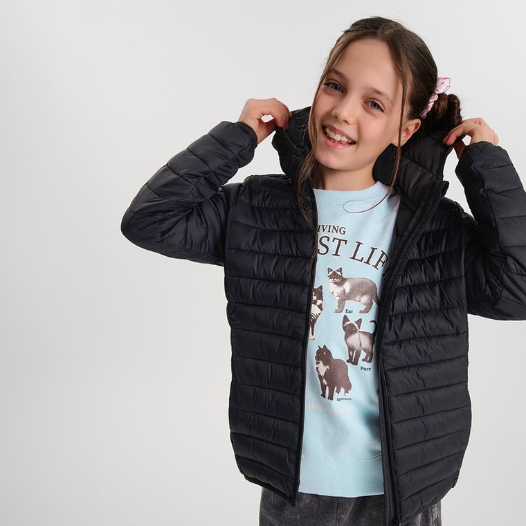 Cool Club, Geaca cu gluga pentru fete, negru