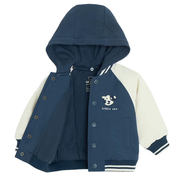 Cool Club, Geaca de baseball cu gluga pentru baieti, cu capse, albastru