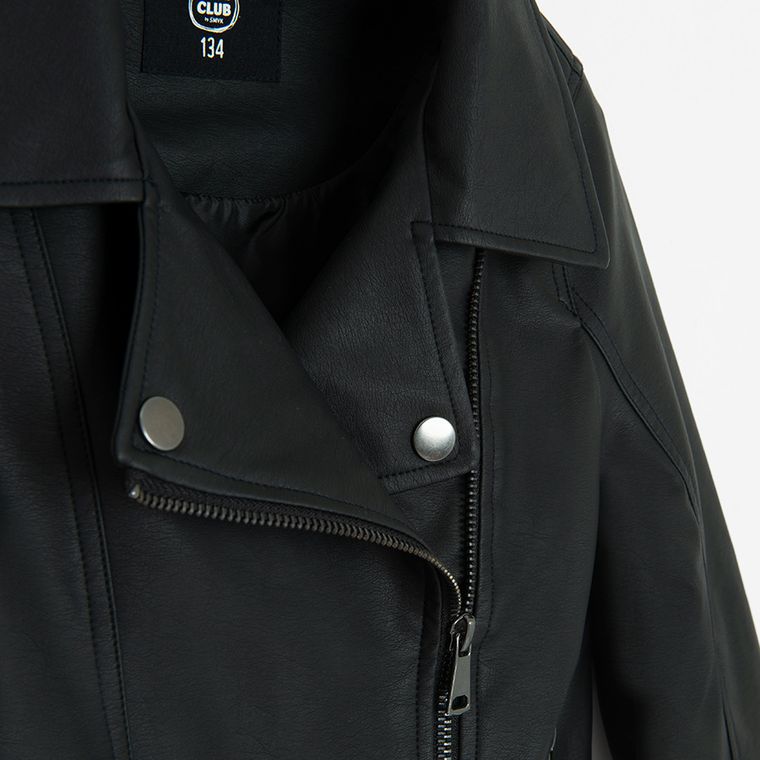 Cool Club, Geaca de motociclist din piele ecologica, pentru fete, negru