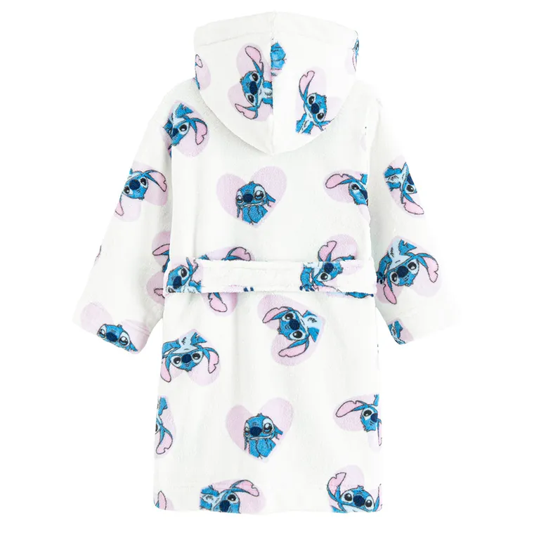 Cool Club, Halat de baie cu gluga pentru fete, alb, imprimeu Lilo si Stitch