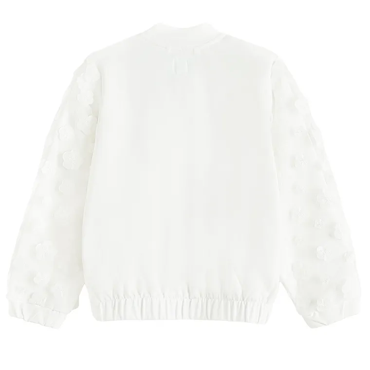 Cool Club, Hanorac bomber pentru fete, cu fermoar, alb