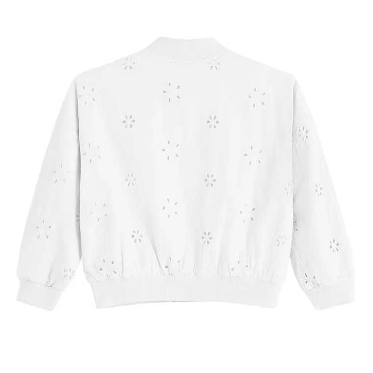 Cool Club, Hanorac bomber pentru fete, cu fermoar, alb