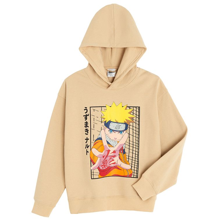 Cool Club, Hanorac cu gluga pentru baieti, bej, imprimeu Naruto