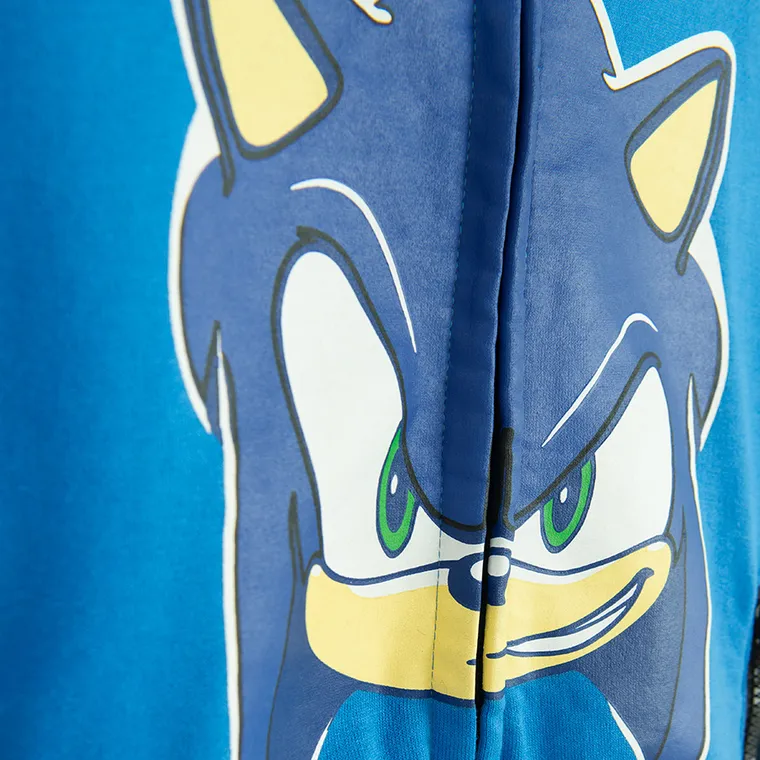 Cool Club, Hanorac cu gluga pentru baieti, cu fermoar, albastru, imprimeu Sonic the Hedgehog