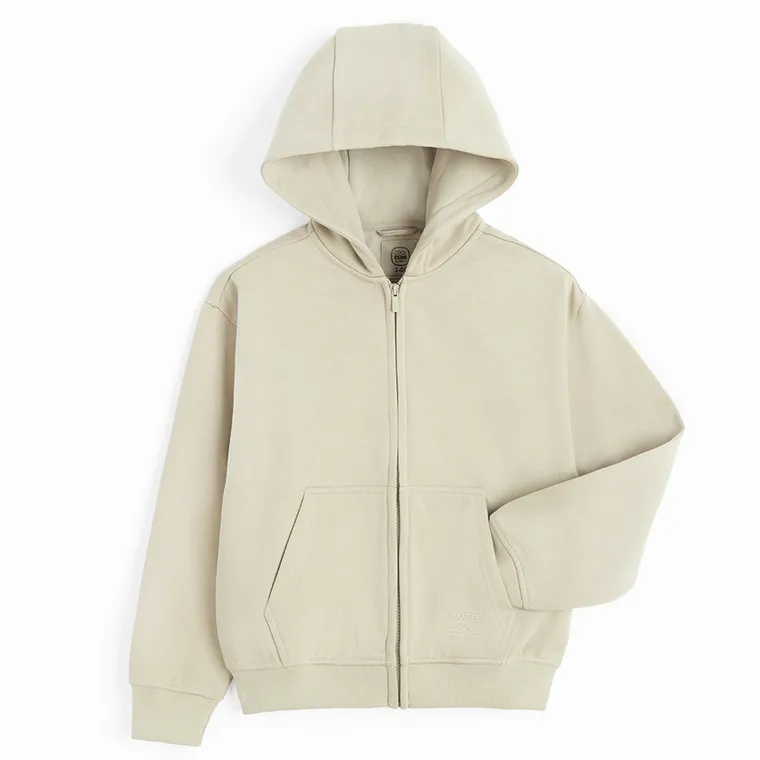 Cool Club, Hanorac cu gluga pentru baieti, cu fermoar, calduros, oversize, bej