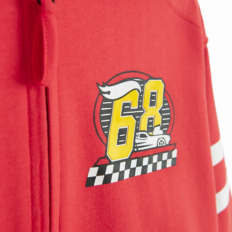 Cool Club, Hanorac cu gluga pentru baieti, cu fermoar, rosu, imprimeu Hot Wheels