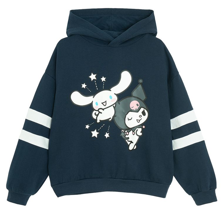 Cool Club, Hanorac cu gluga pentru fete, calduros, bleumarin, imprimeu Hello Kitty and Friends