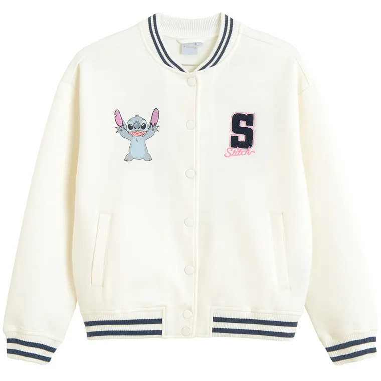 Cool Club, Hanorac cu gluga pentru fete, cu capse, alb, imprimeu Lilo si Stitch