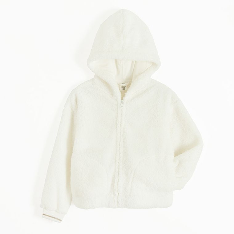 Cool Club, Hanorac cu gluga pentru fete, cu fermoar, alb
