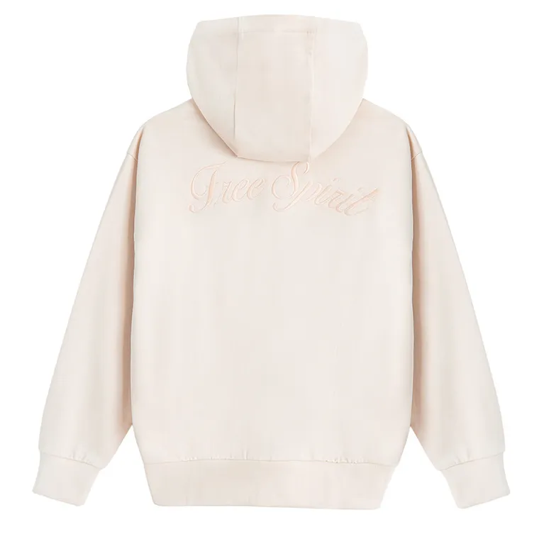 Cool Club, Hanorac cu gluga pentru fete, cu fermoar, bej