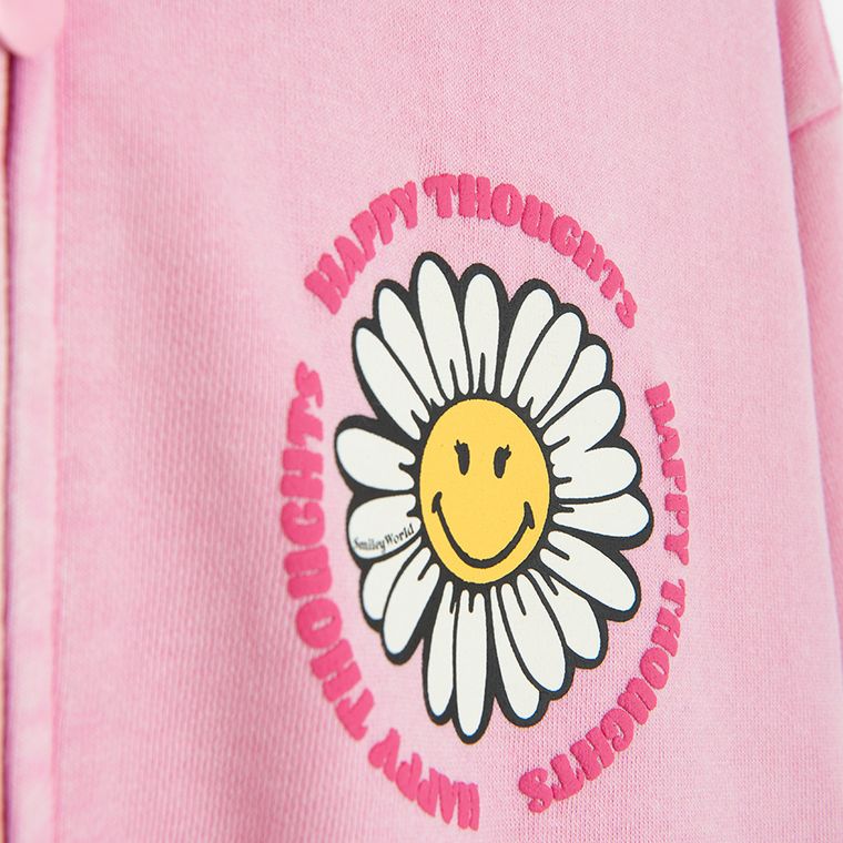 Cool Club, Hanorac cu gluga pentru fete, cu fermoar, roz, imprimeu SmileWorld