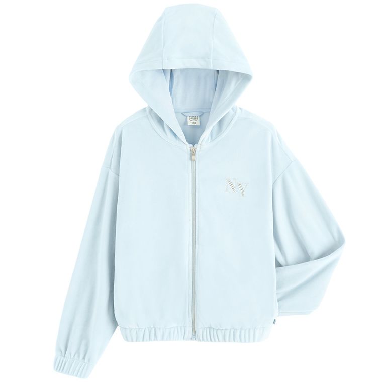 Cool Club, Hanorac cu gluga pentru fete, cu fermoar, velur, albastru