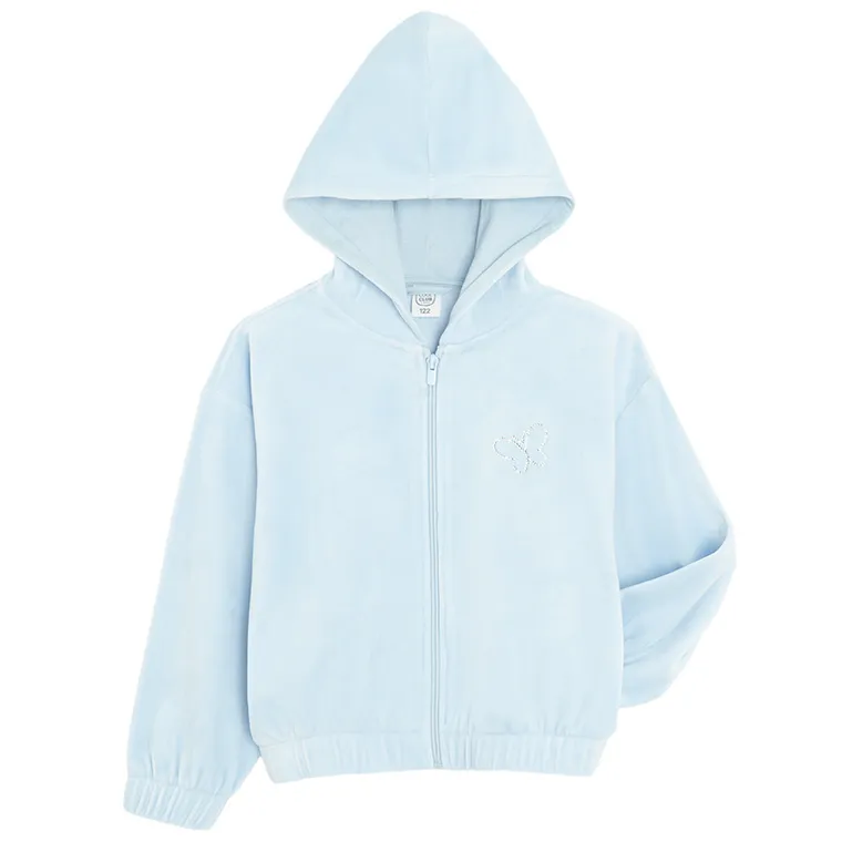 Cool Club, Hanorac cu gluga pentru fete, cu fermoar, velur, albastru