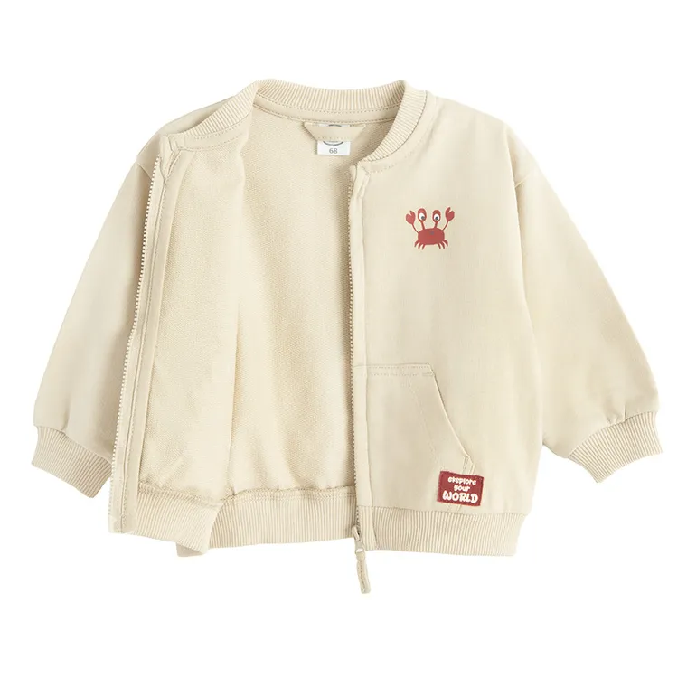 Cool Club, Hanorac pentru baieti, cu fermoar, bej