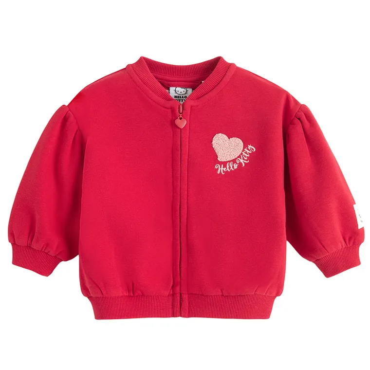 Cool Club, Hanorac pentru fete, cu fermoar, rosu, imprimeu Hello Kitty