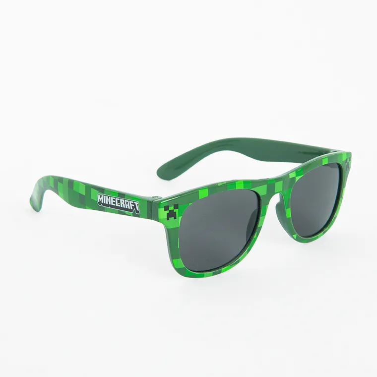 Cool Club, Ochelari de soare pentru baieti, Cutie de ochelari, verde, imprimeu Minecraft