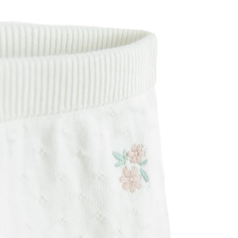 Cool Club, Pantaloni fara botosei pentru fete, din tricot, alb