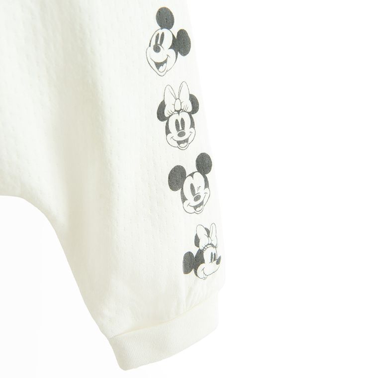 Cool Club, Pantaloni fara botosei pentru fete, ecru, imprimeu Mickey Mouse, set, 2 buc.