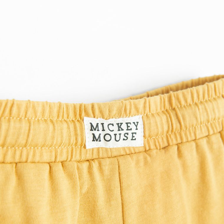 Cool Club, Pantaloni scurti pentru baieti, galben, imprimeu Mickey Mouse