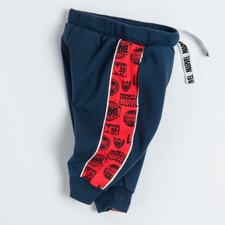 Cool Club, Pantaloni trening pentru baieti, bleumarin, imprimeu Marvel Super Heroes