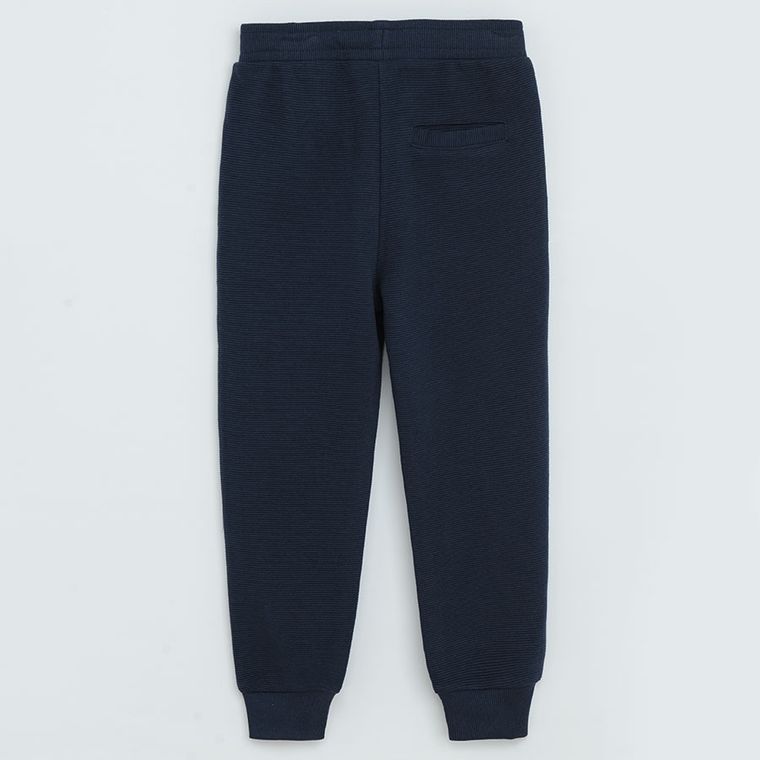Cool Club, Pantaloni trening pentru baieti, din tricot striat, bleumarin